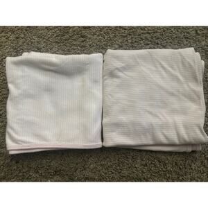 2 Carter's Pink And White Striped Baby Girls Receiving Blanket